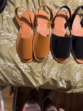 Women's Slingback Sandals in Tan and Black